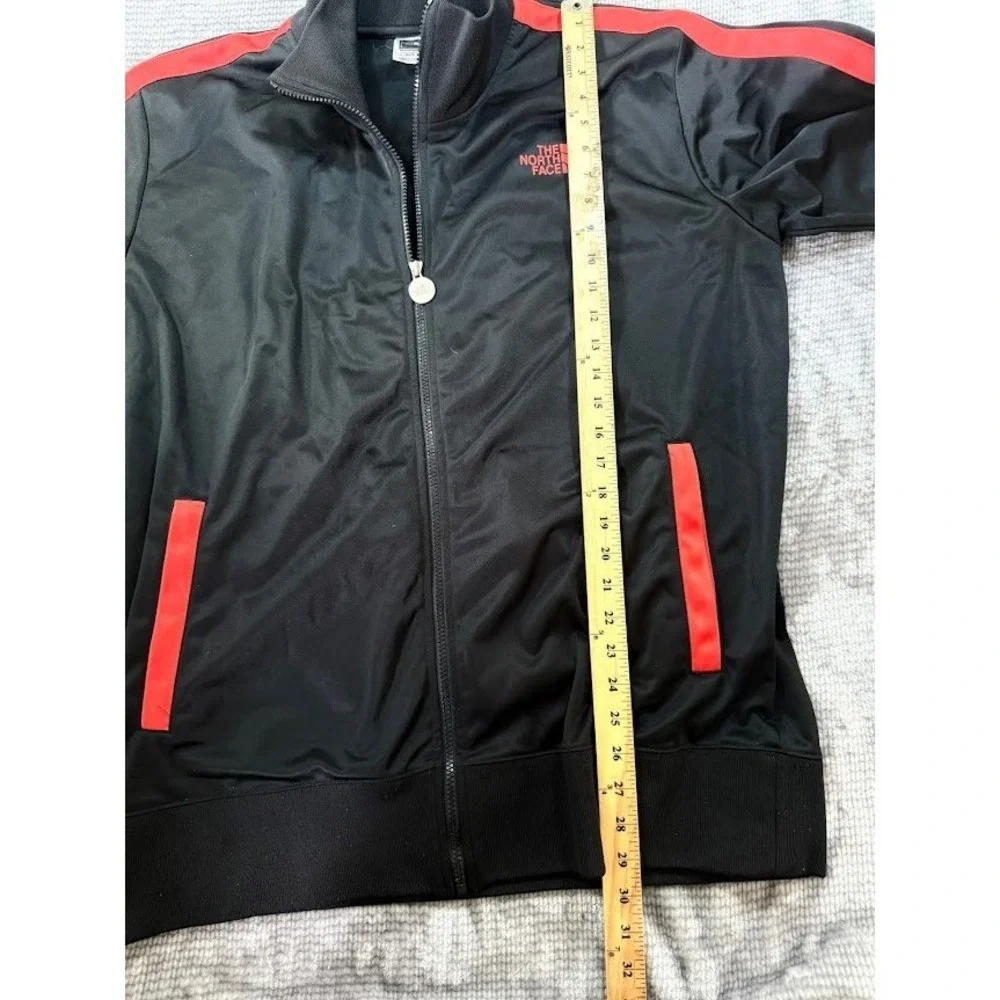 The North Face Mens‎ XL Track Jacket Black Red White Stripe Full Zip Mock Y2K